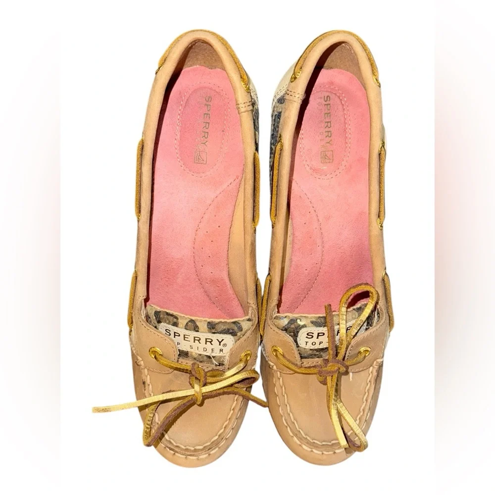 Sperry Top-Sider Leopard Sequins Wedge Shoes Size 9 M